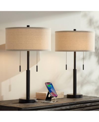 Набор настольных ламп Franklin Iron Works Bernie Industrial, 2 шт. с USB-портом