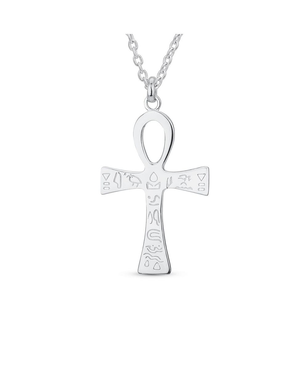 Bling Jewelry Подвеска в виде египетского анкха и креста, стерлинговое серебро, крупные религиозные иероглифы