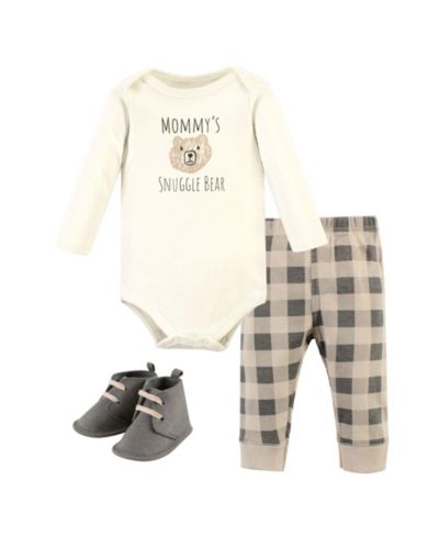 Hudson Baby Baby Boys Hudson Unisex Versatile 3-Piece Collection Long Sleeve Bodysuit, Pants, and Booties