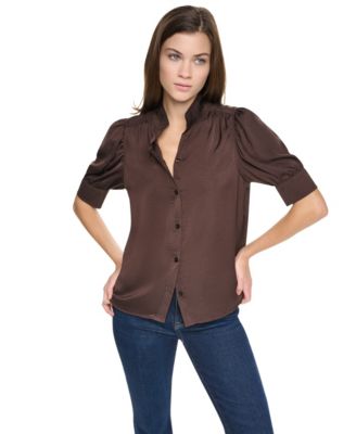 Женская рубашка DKNY Jeans с пышными рукавами и стойкой