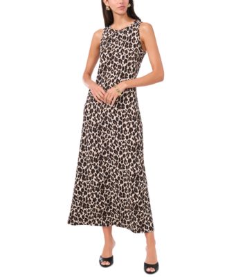 Vince Camuto Женский Leopard-Print Sleeveless Keyhole-Back Crewneck Maxi Dress