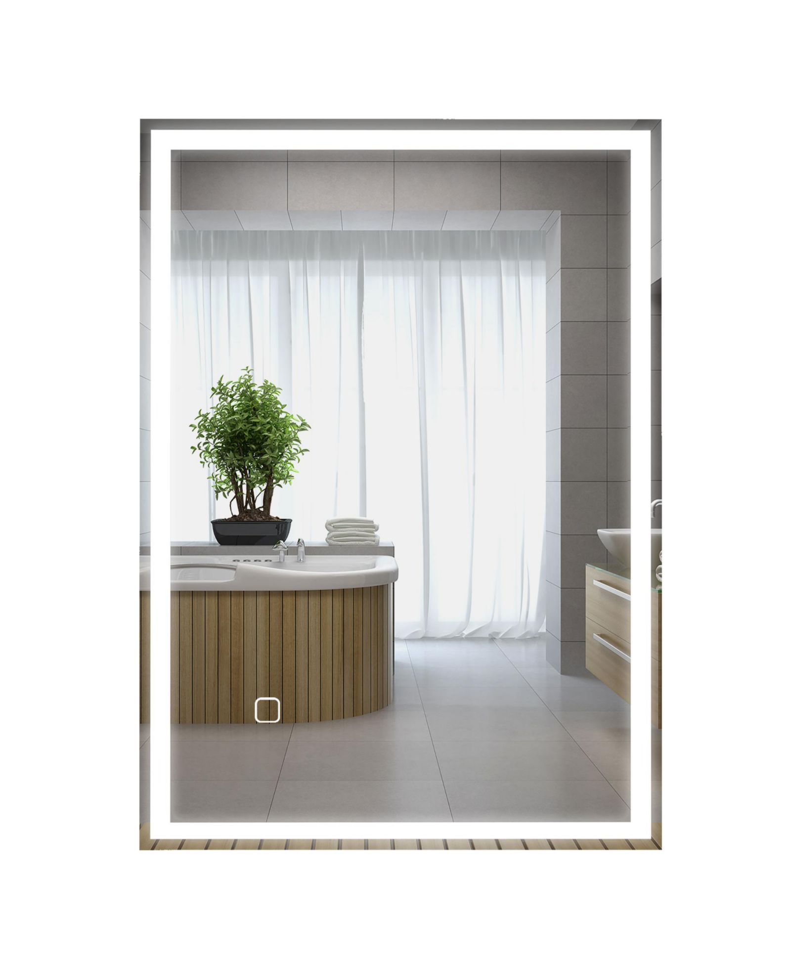 HOMCOM Dimmable Bathroom Mirror with LED Lights, 3 Colors and Defogging