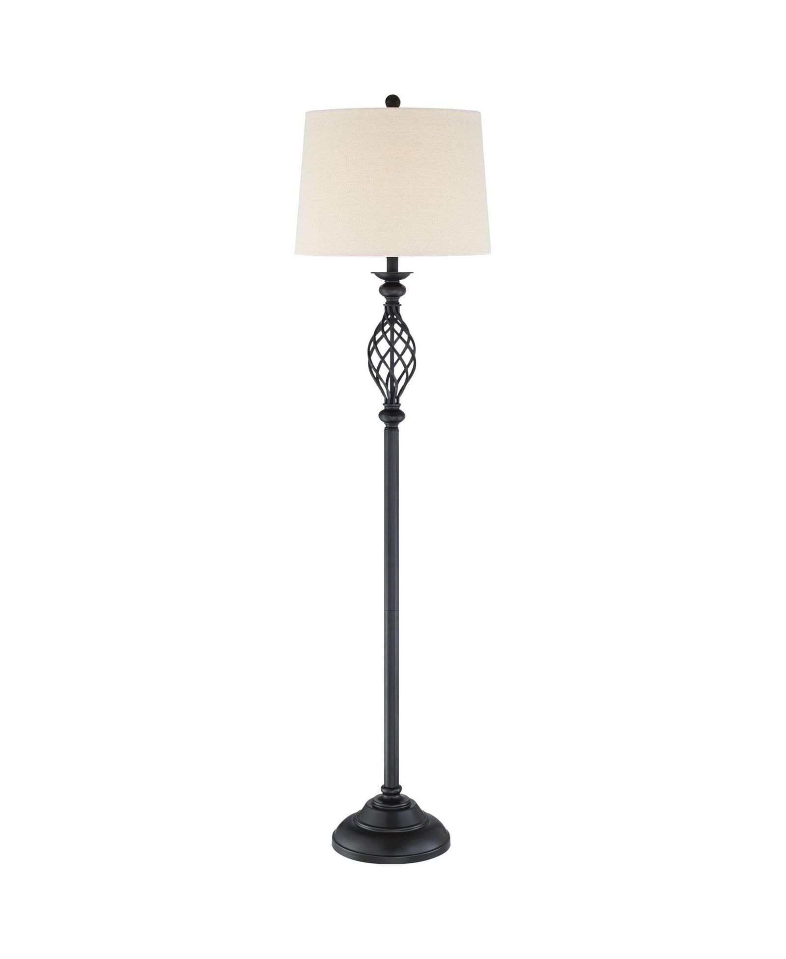 Напольный торшер Franklin Iron Works Annie Rustic Bronze Iron Scroll Cream Hardback Drum Shade