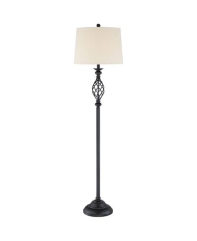 Напольный торшер Franklin Iron Works Annie Rustic Bronze Iron Scroll Cream Hardback Drum Shade