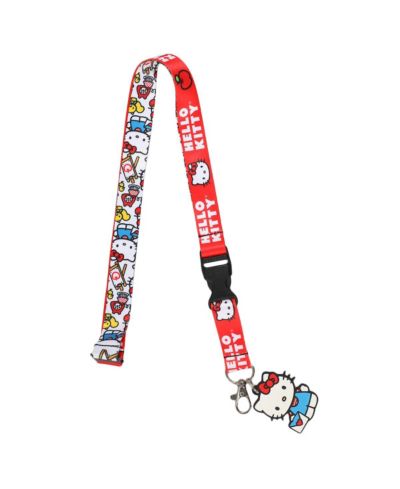 Hello Kitty Lanyard with Breakaway Rubber Charm and ID Sleeve