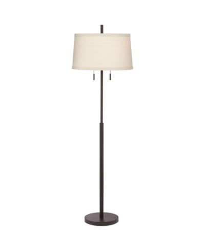 Напольный торшер Possini Euro Design 62 1/2" бронзовый металлический тканевый абажур Nayla Modern