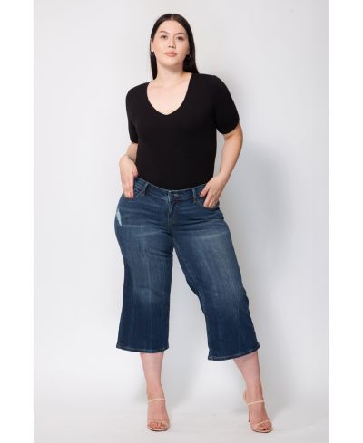 SLINK Jeans Plus Size Mid Rise Wide Leg Jeans