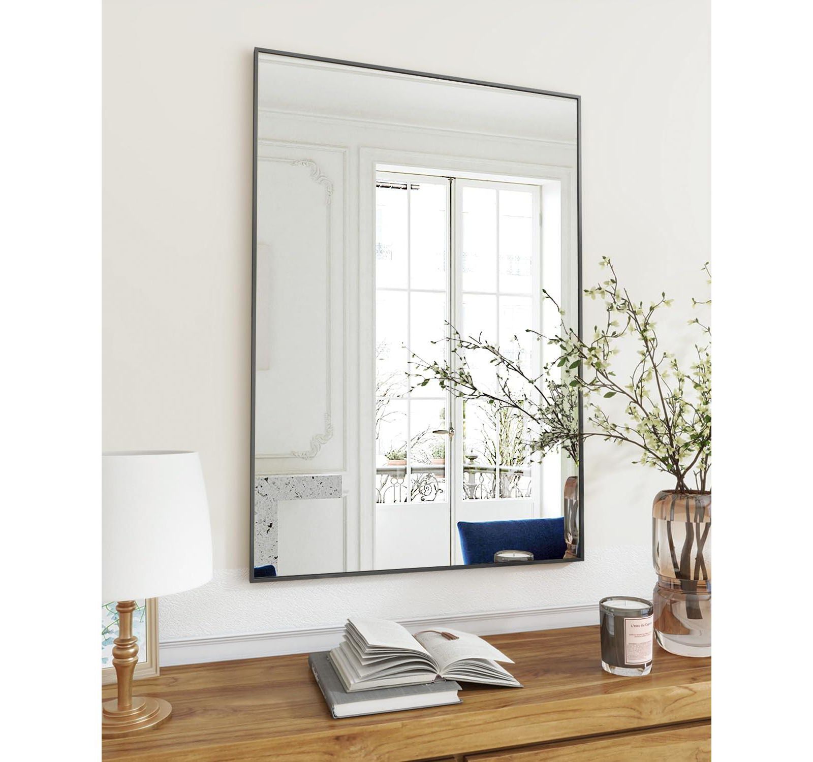 HOMLUX 24"x36" Modern Bathroom Wall Mirror Decorative Full Length Mirror,Black