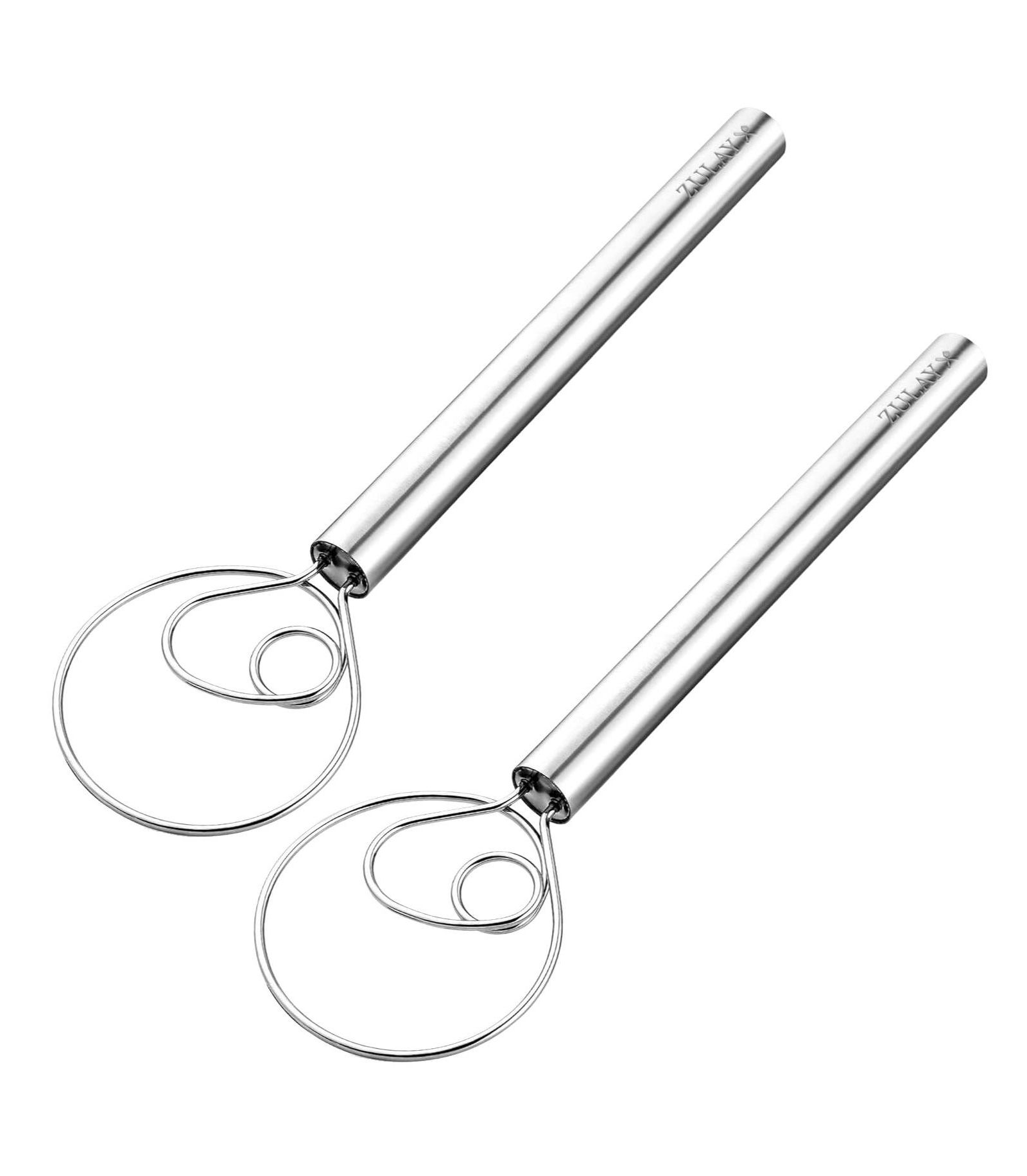 Zulay Kitchen 3 Inch Danish Dough Whisk 2 Pack Stainless Steel Whisk