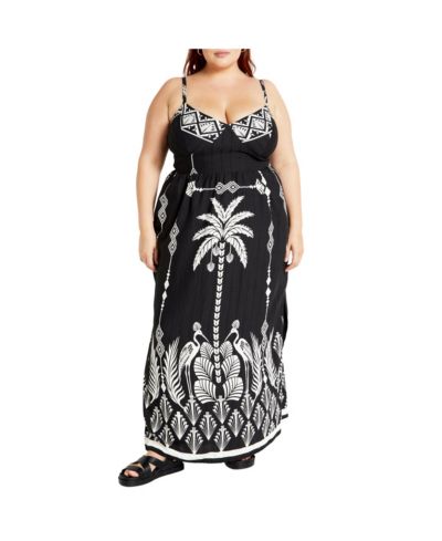 CITY CHIC Women's Jez Border Print Maxi Dress