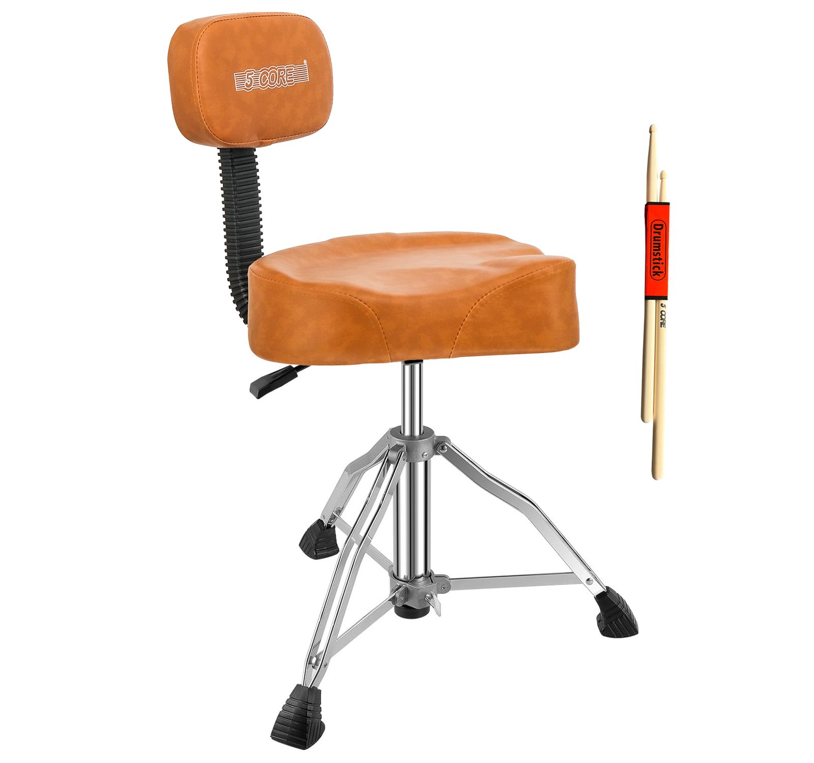 5Core Drum Throne 4" Cushion Padded Stool w Backrest Airlift Height Adjustable Chair w 441Lb Capcity