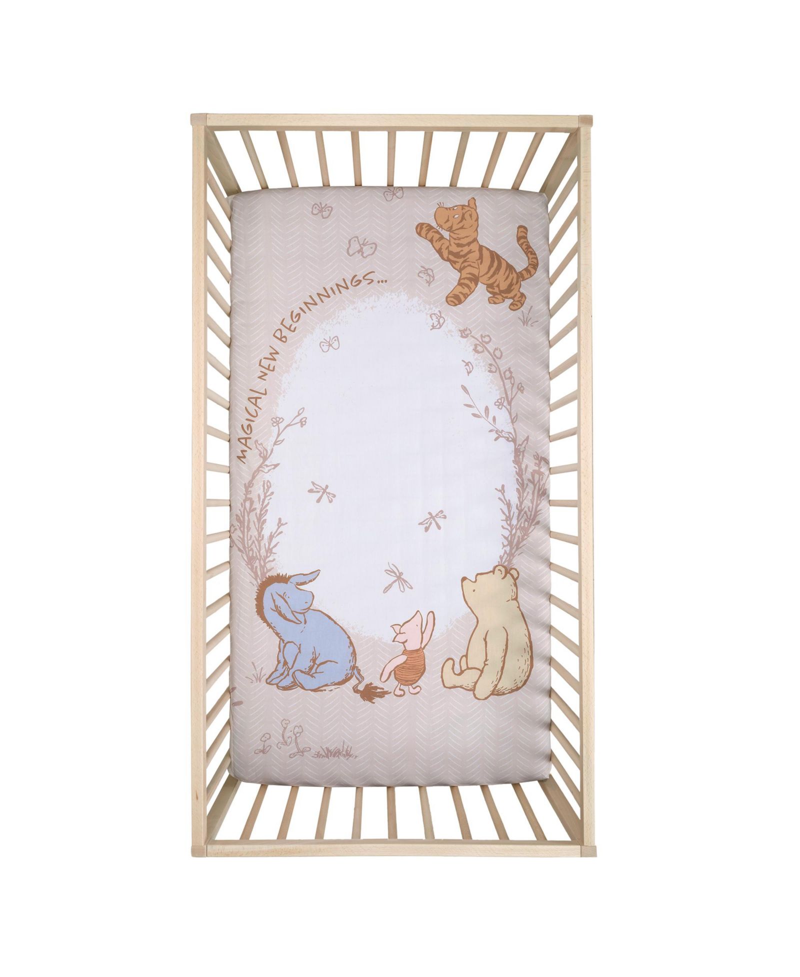 Lambs & Ivy Lambs and Ivy Disney Baby Pooh Bear and Pals Photo Op Cotton Baby Fitted Crib Sheet
