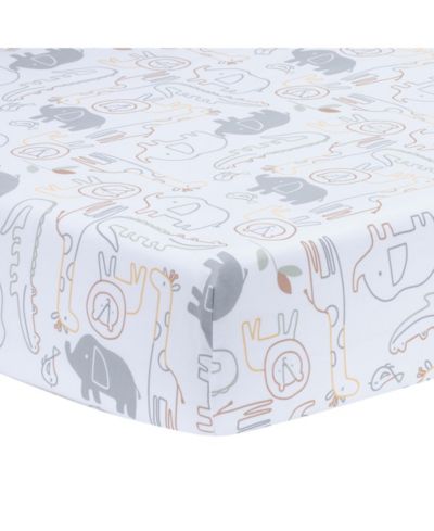 Lambs & Ivy Lambs and Ivy Jungle Story 100% Cotton Safari Baby Fitted Crib Sheet - White
