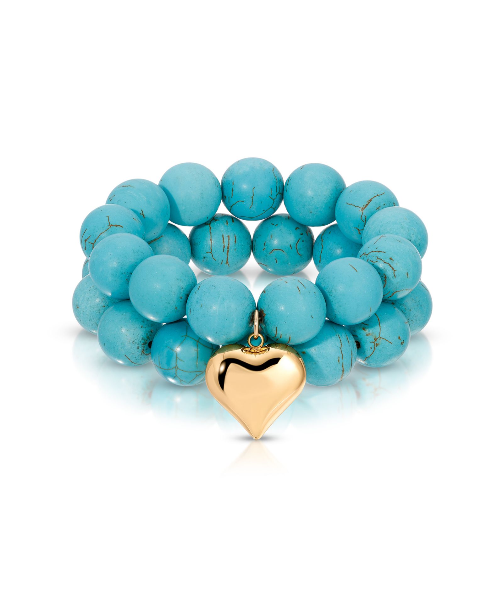 Набор эластичных браслетов ETTIKA Turquoise and Gold Heart Beaded Elastic Bracelet Set
