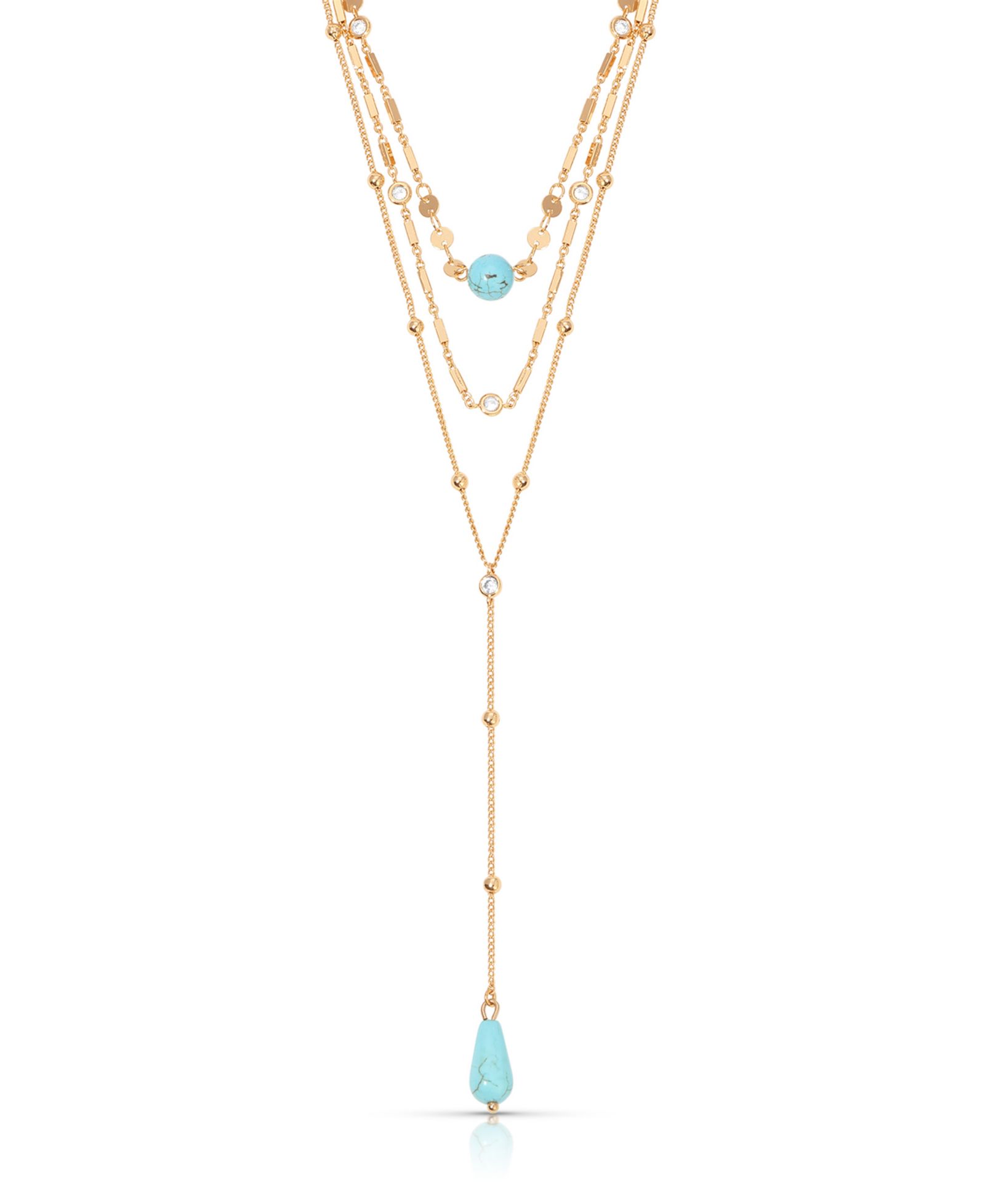 ETTIKA Turquoise 18k Gold Plated Multi-Chain Choker