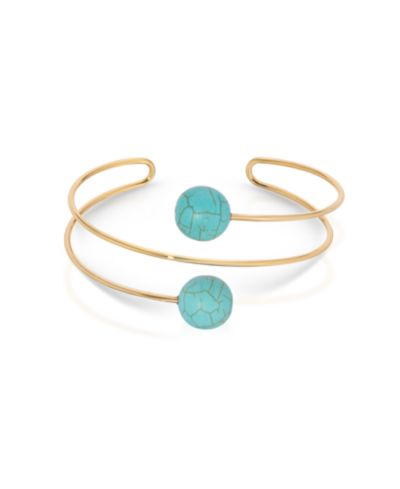 Браслет ETTIKA Turquoise Bead 18k Gold Plated Wire Cuff