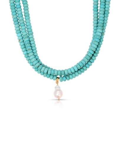 ETTIKA Массивное ожерелье Triple Strand Turquoise с жемчугом