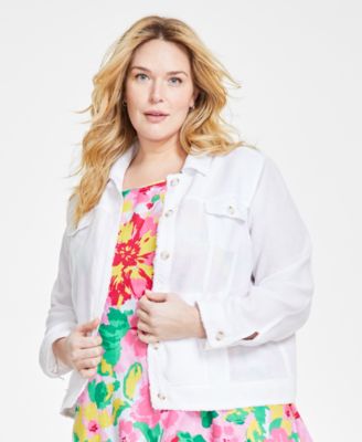 Charter Club Plus Size 100% Linen Jacket,  Created for Macy's