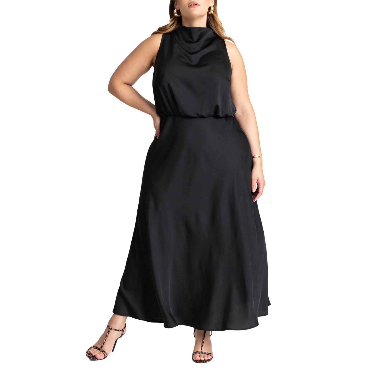 Макси-платье из атласа ELOQUII Women's Draped