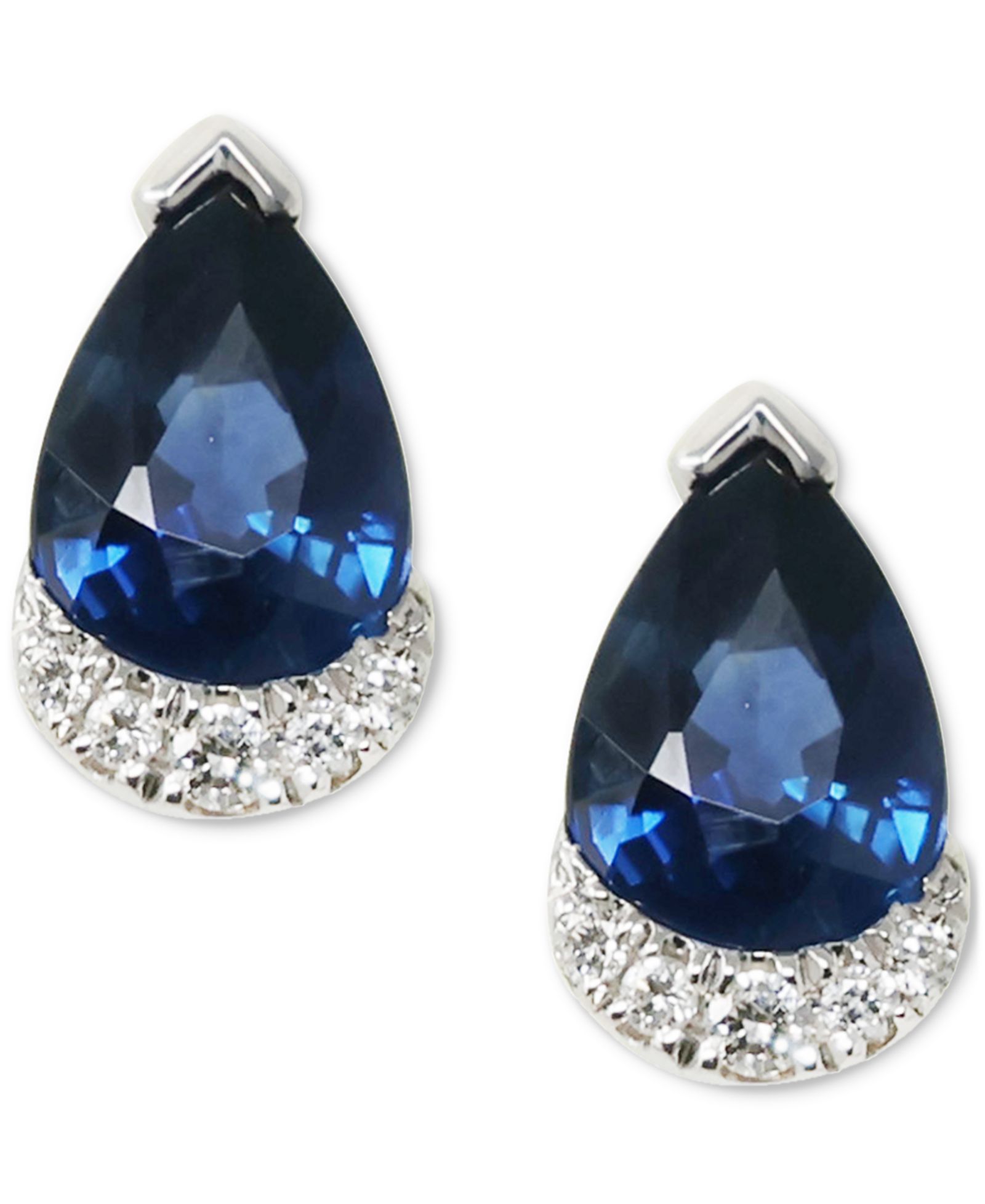 Серьги-гвоздики Sapphire & Diamond в белом золоте 14k