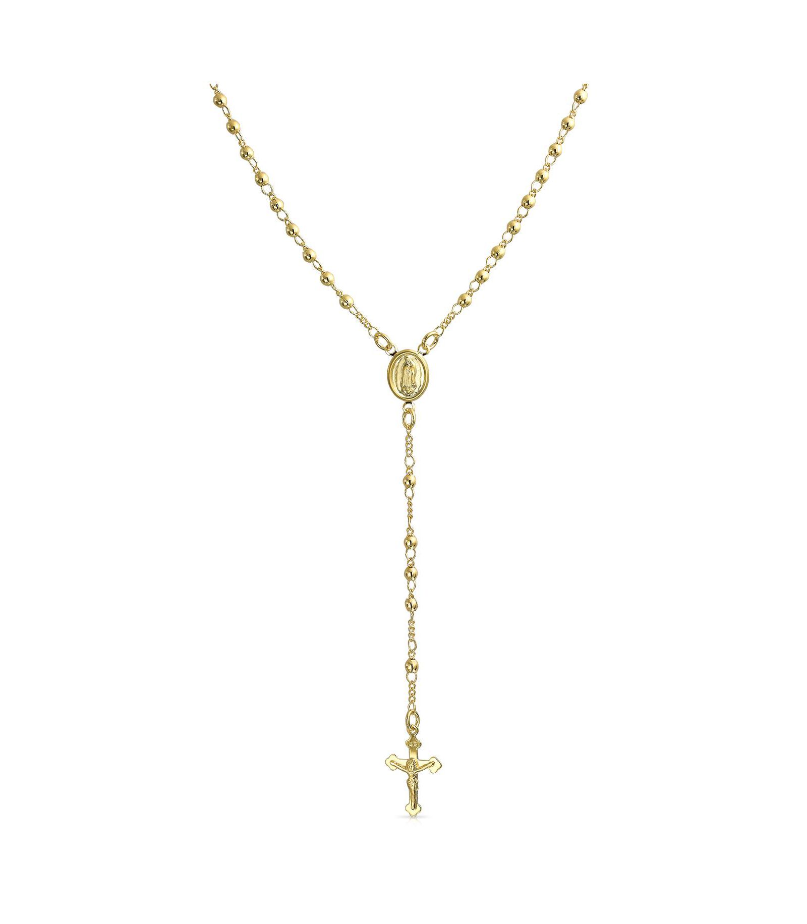 Ожерелье Bling Jewelry 18K Gold Plated Brass Virgin Mary Catholic Rosary Beads