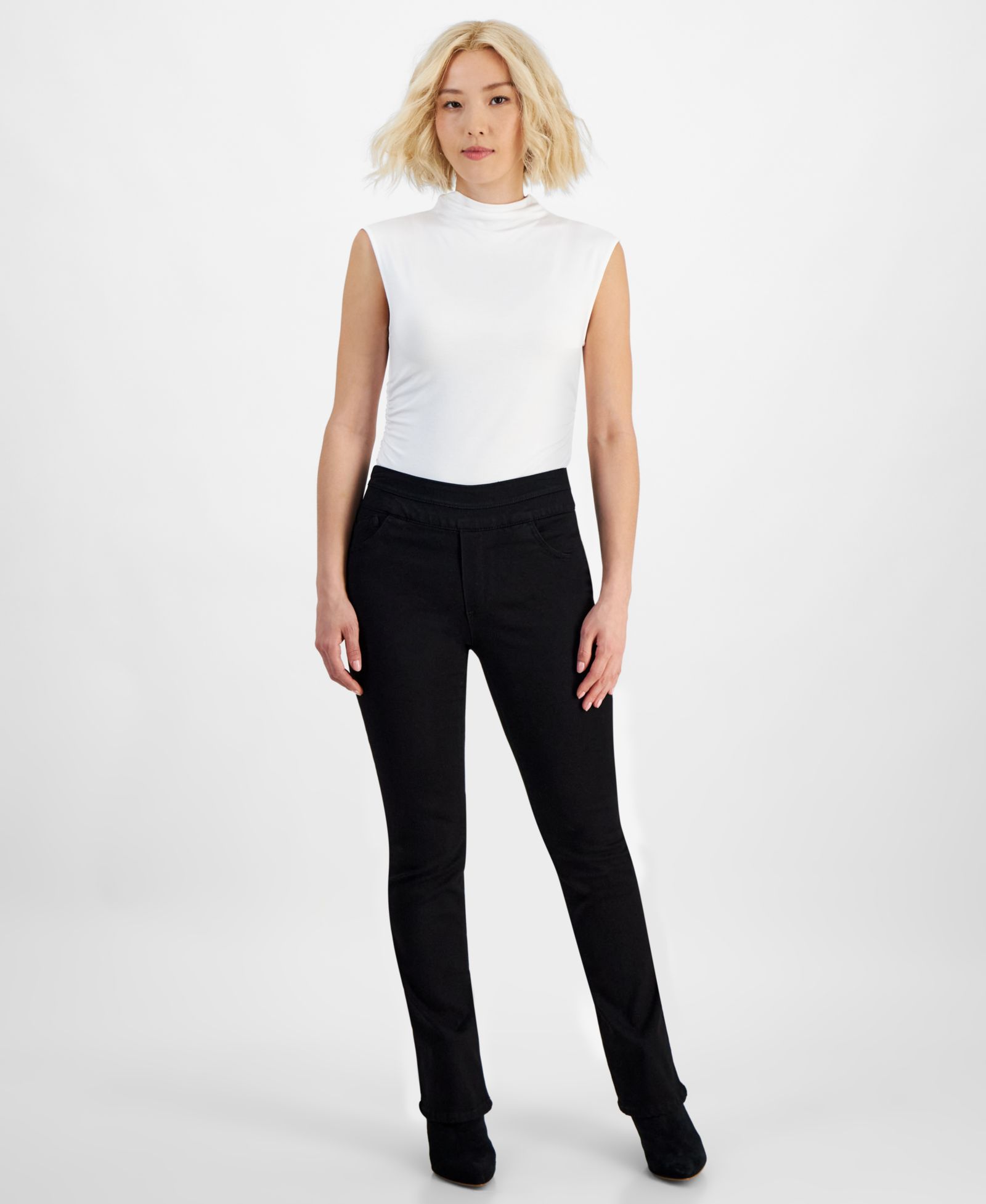 Democracy Petite "Ab"solution Pull-On High-Rise Bootcut Jeans