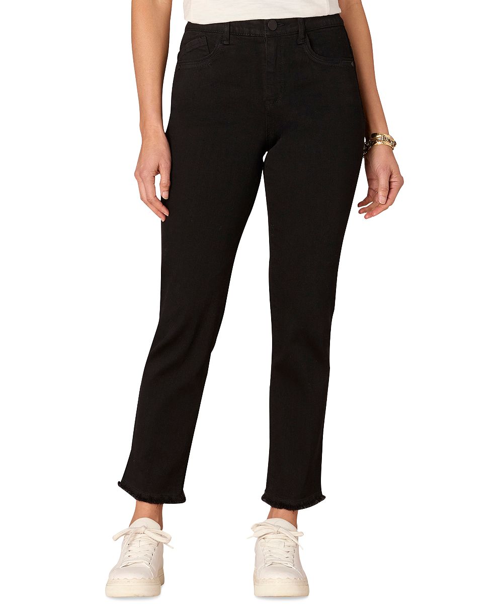 Democracy Petite "Ab"solution Raw-Hem Slim-Straight Jeans