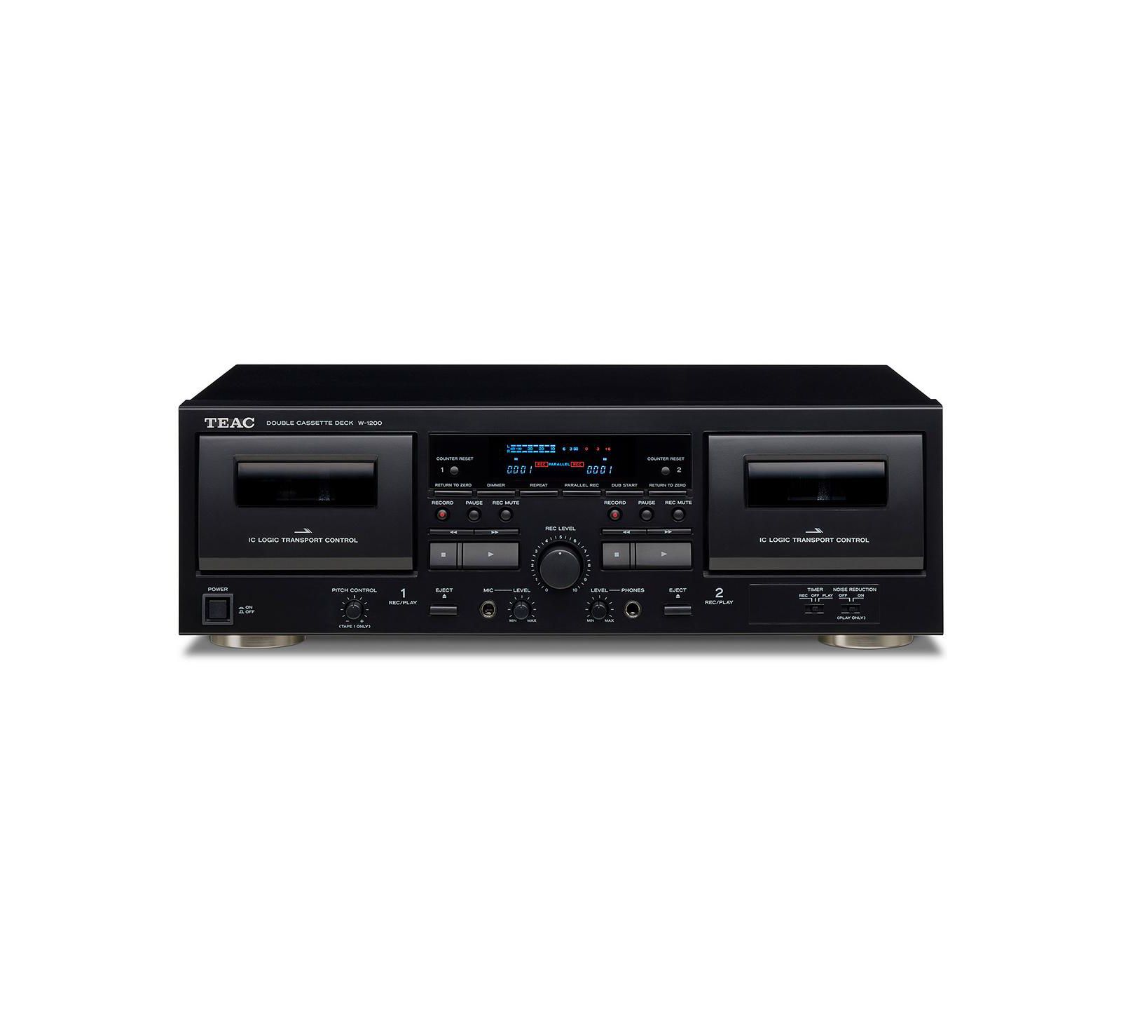 TEAC W-1200 Dual Cassette Player and Recorder with Pitch Control, Mic Input, and USB Out