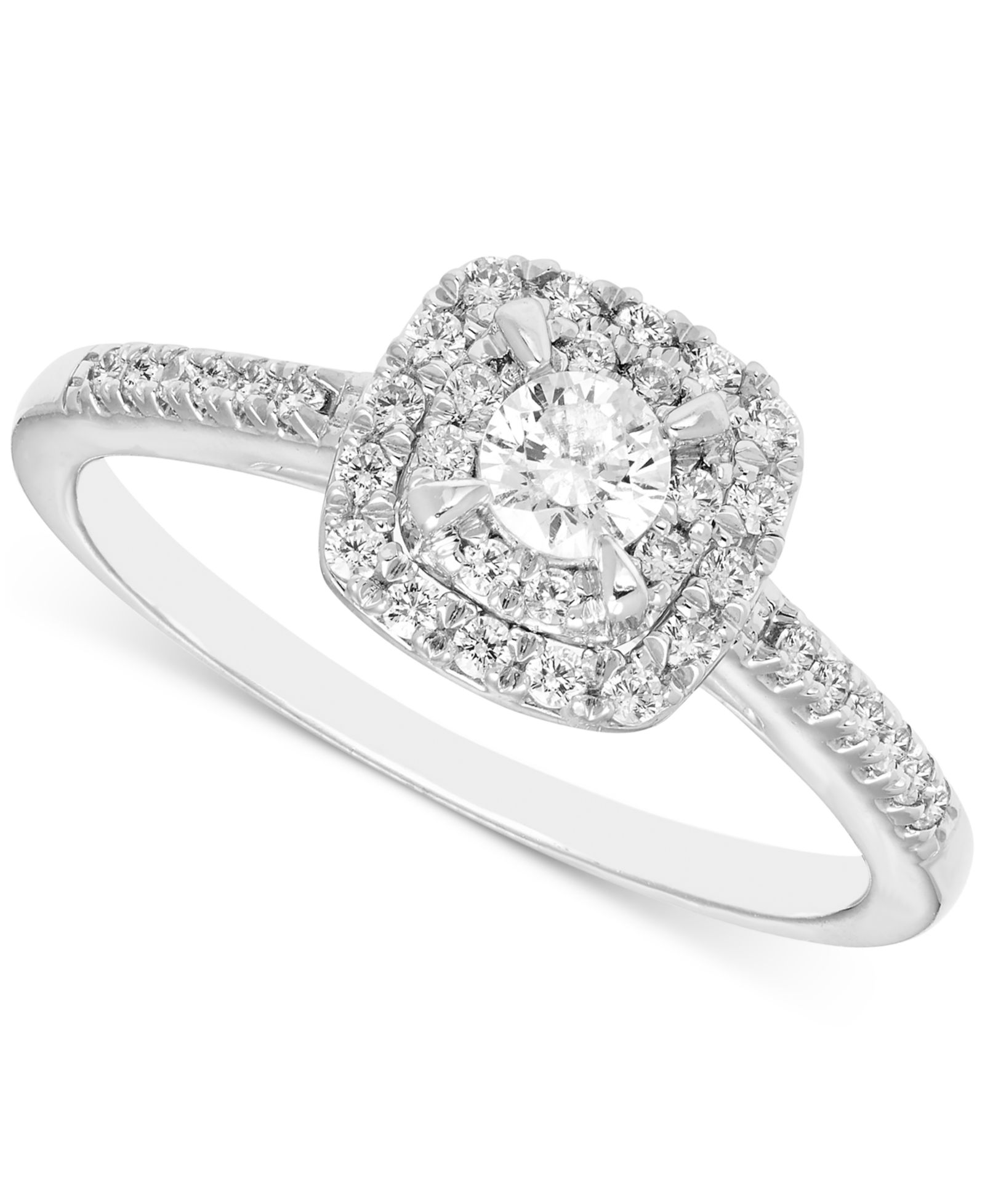 Помолвочное кольцо с двойным ореолом из бриллиантов (3/8 ct. t.w.), 14k белое золото
