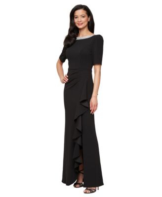Alex Evenings Women's Embellished-Neck Ruffle Gown