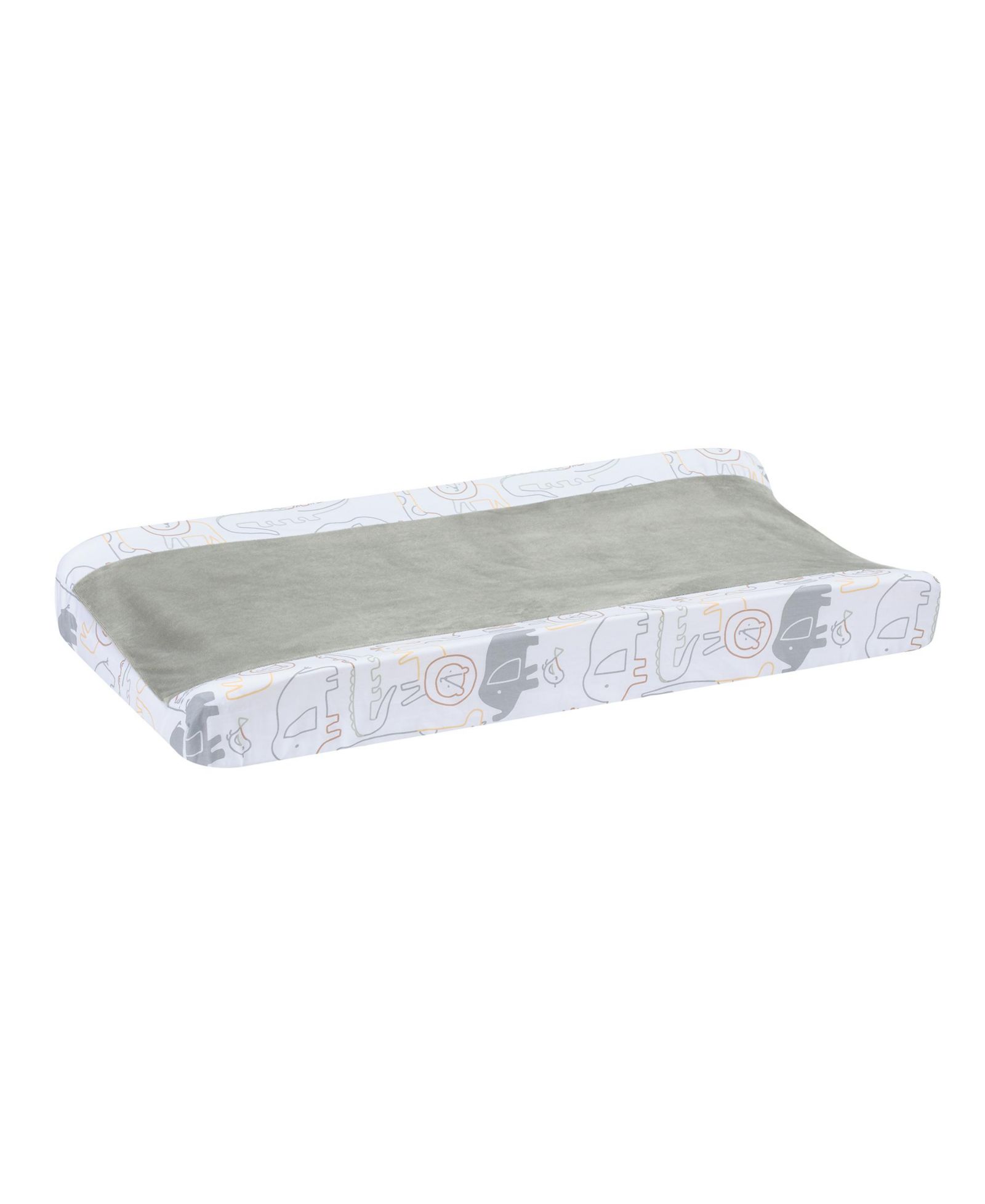 Lambs & Ivy Lambs and Ivy Jungle Story Soft Minky Velour Safari Changing Pad Cover- White/Gray