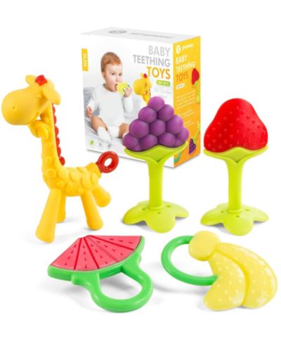Sperric Baby Teething Toys for Newborn (5-Pack) Freezer Safe BPA Free Infant and Toddler Silicone Teethers Soothe Babies Gums, Perfect Baby Gift