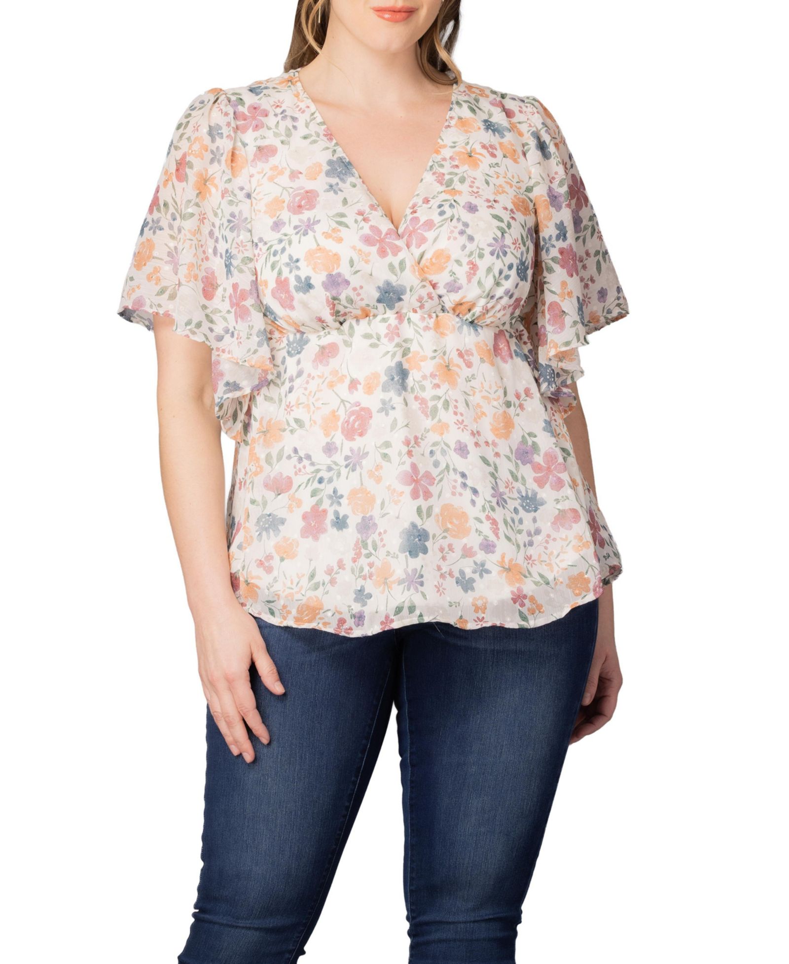 Kiyonna Plus Size Топ Peplum Seaside Serenade