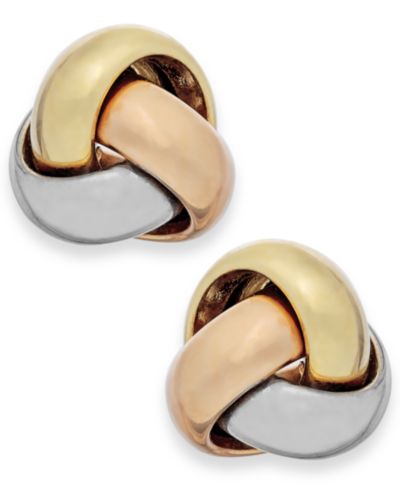 Tri-Tone Love Knot серьги-гвоздики 14k Gold