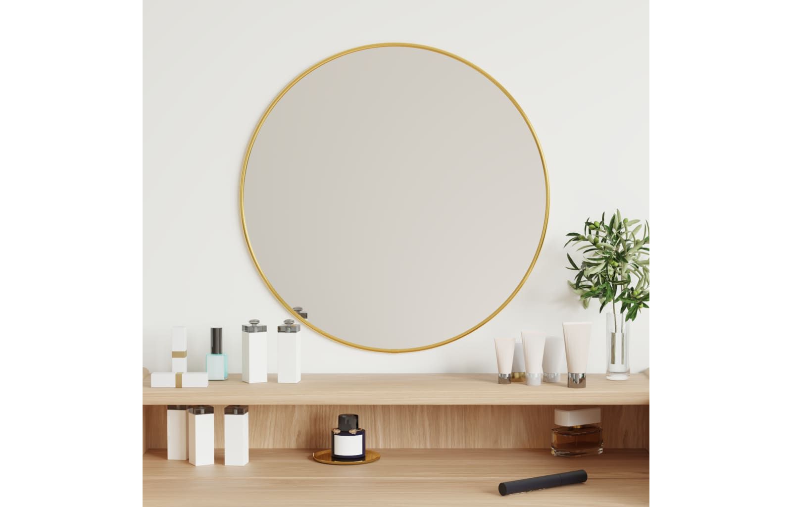vidaXL Wall Mirror Gold   19.7" Round