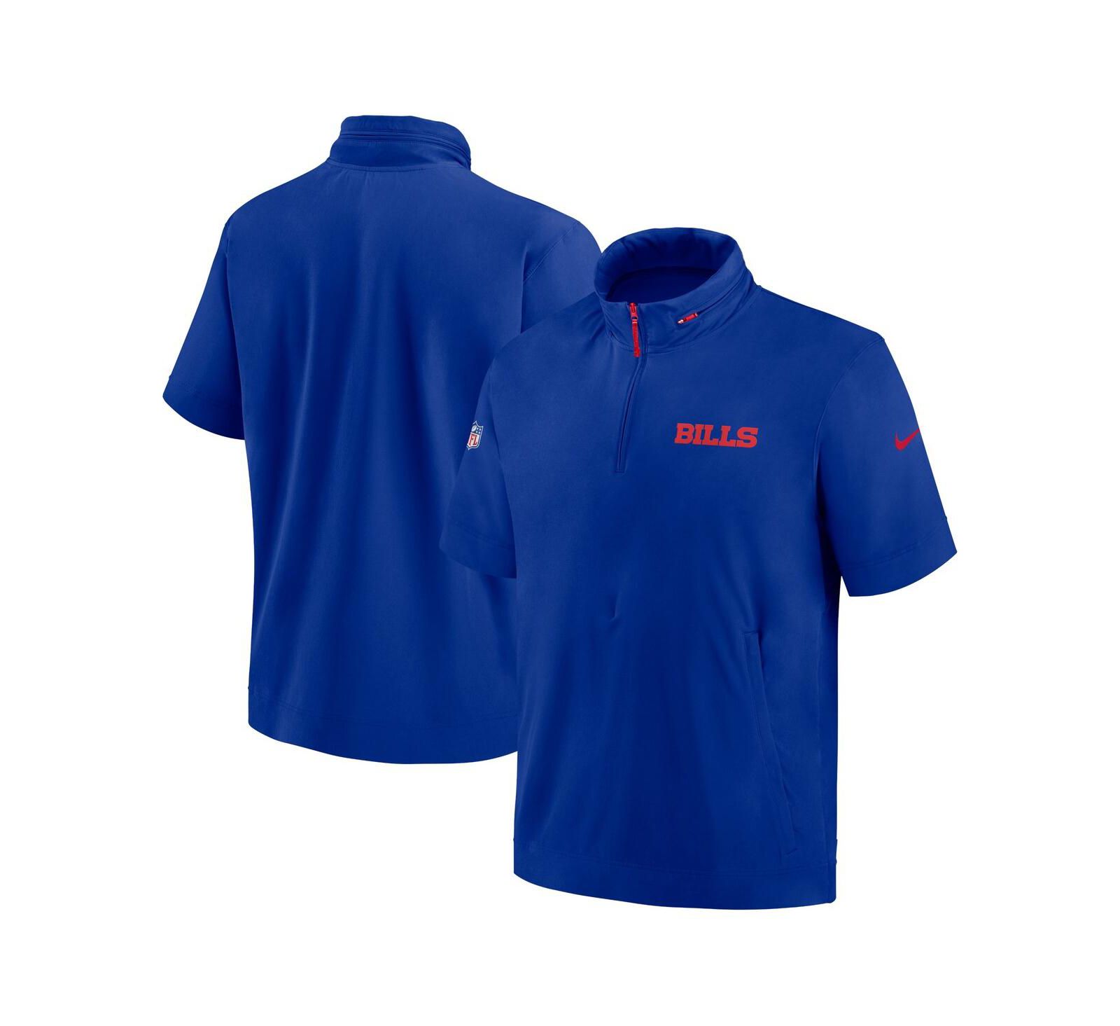 Nike Men's Royal Buffalo Bills 2024 Sideline Coach Short Sleeve Half-Zip Hoodie Jacket