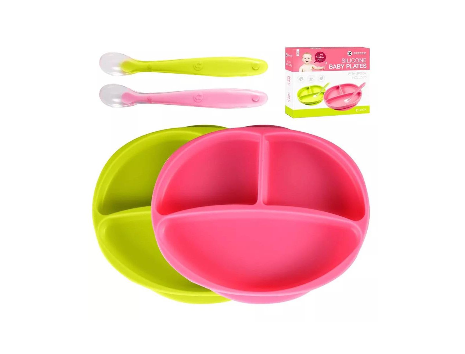 Sperric Silicone Suction Plate for Baby - 100% Food Grade Silicone Divided Plate | Toddler Self Feeding Training Suction Plate Set | BPA-Free, Microwave & Dishwasher Safe Stay Put Plates