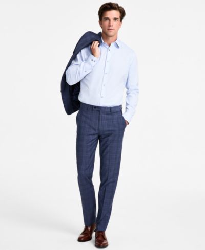 Calvin Klein Мужской узкий шерстяной клетчатый костюм и брюки
