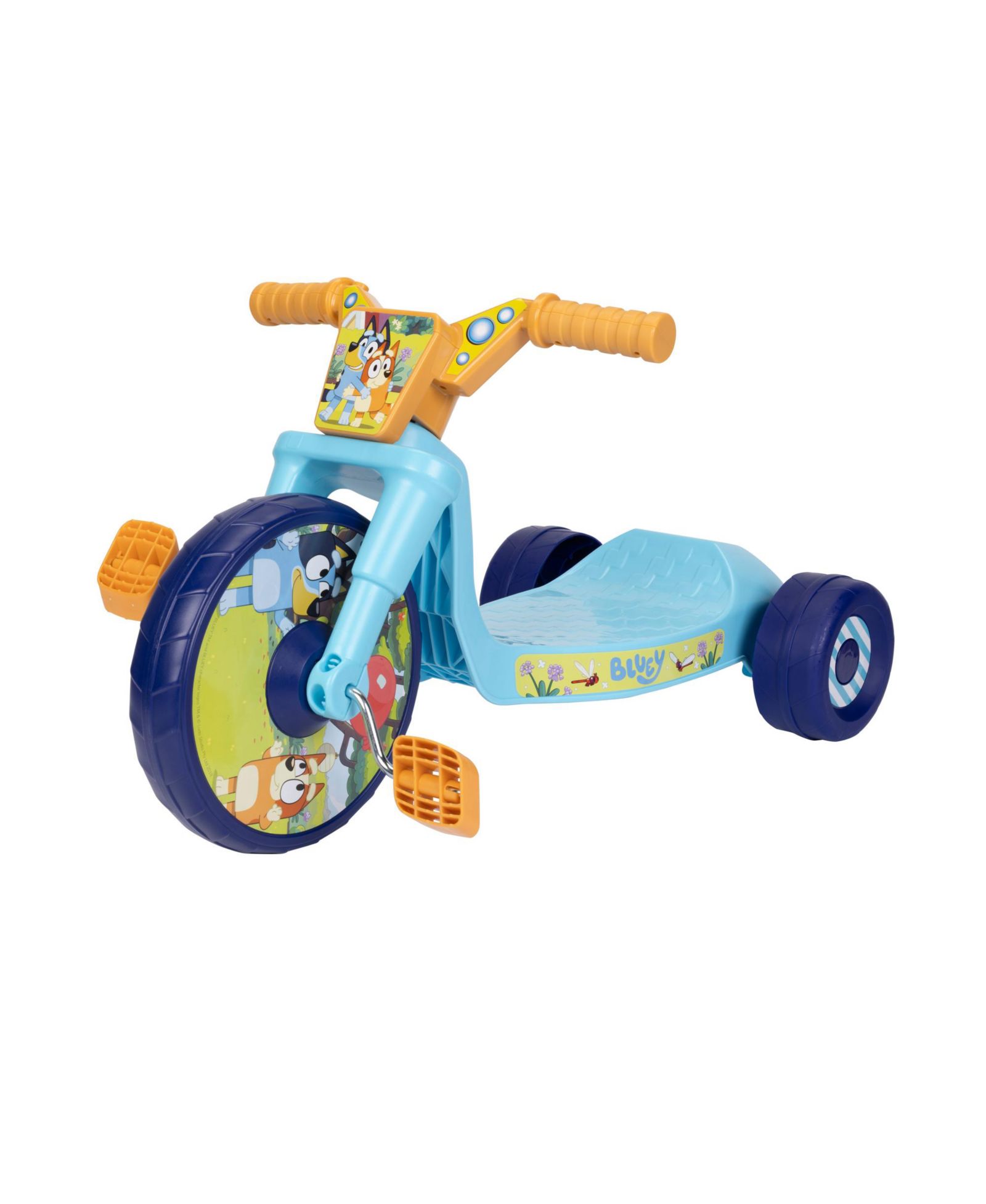 Bluey Fly Wheels Cruiser 10" Extra-Wide Front Wheel, Mega Grip Tread Riding Toy, Ages 2+