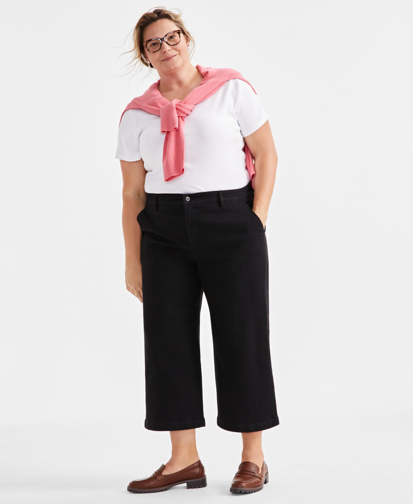 Джинсы Style & Co Plus Size Wide-Leg Cropped