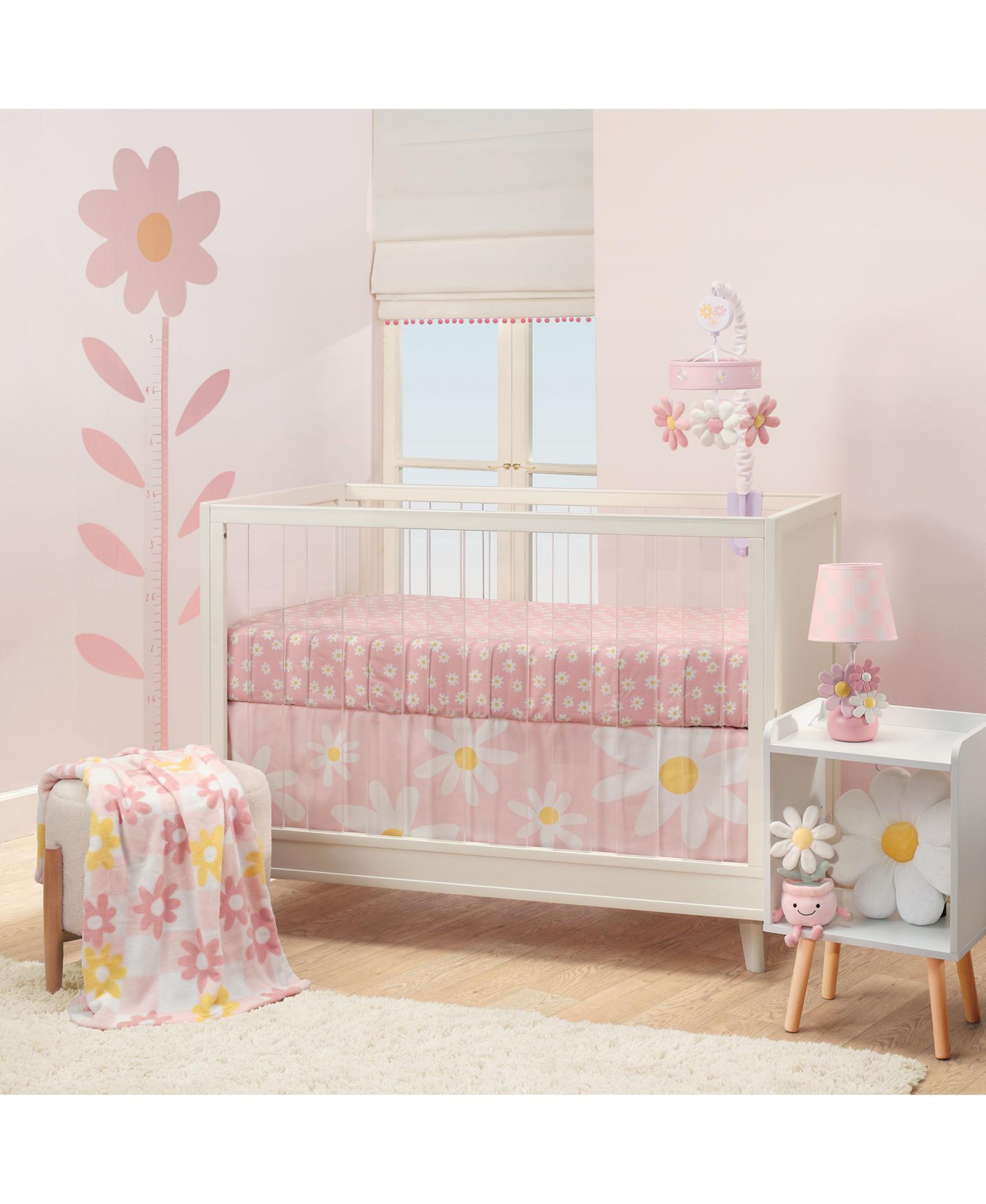 Комплект постельного белья для детской Lambs & Ivy Daisy Dreams, 3 предмета, розовый/белый