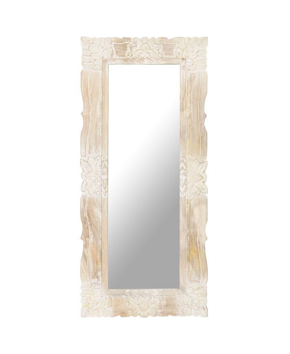 vidaXL Mirror White 43.3"x19.7" Solid Mango Wood
