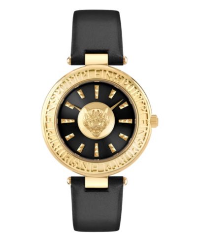Женские кварцевые часы Plein Sport Opium 2 Hand Black Genuine Leather Strap 38mm