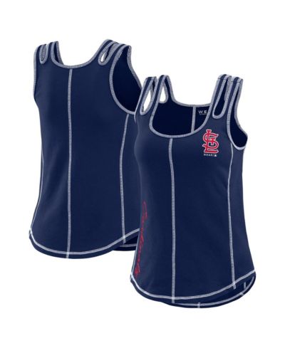 Женский топ WEAR by Erin Andrews Navy Atlanta Braves с контрастной прострочкой