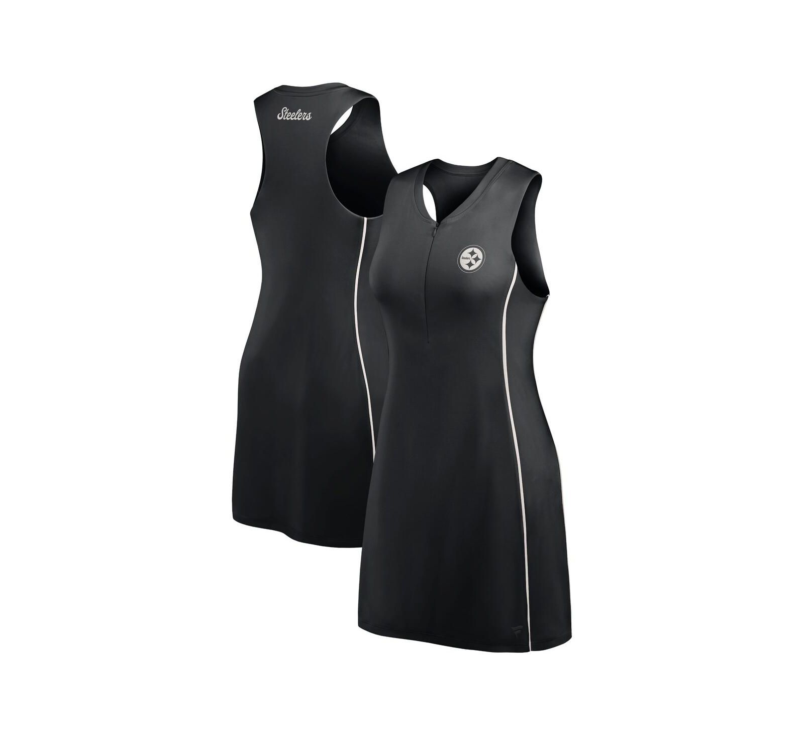 Fanatics Women's Black Pittsburgh Steelers Studio Boost Athletic Half-Zip Dress
