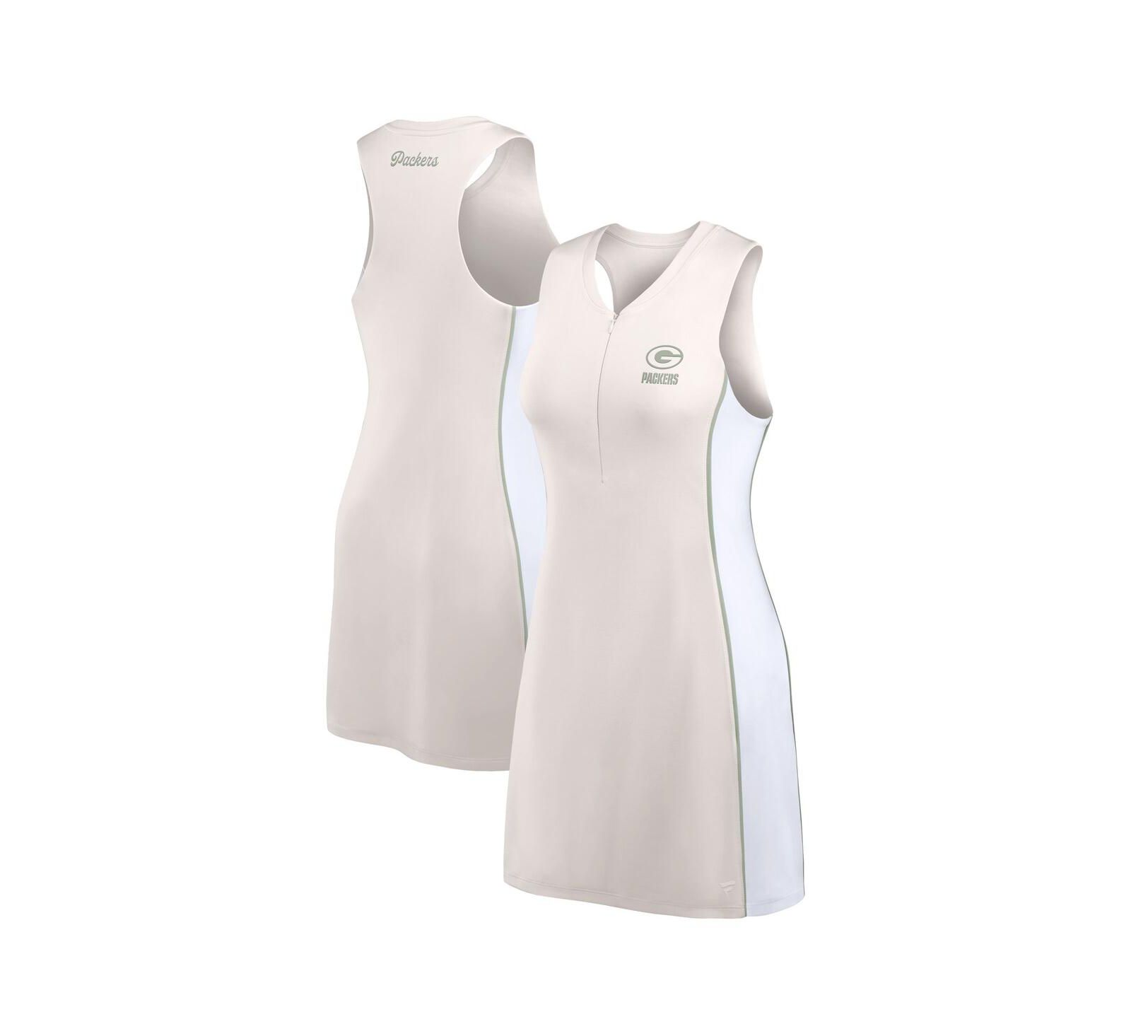 Fanatics Женский Cream Green Bay Packers Studio Boost Athletic Half-Zip Dress