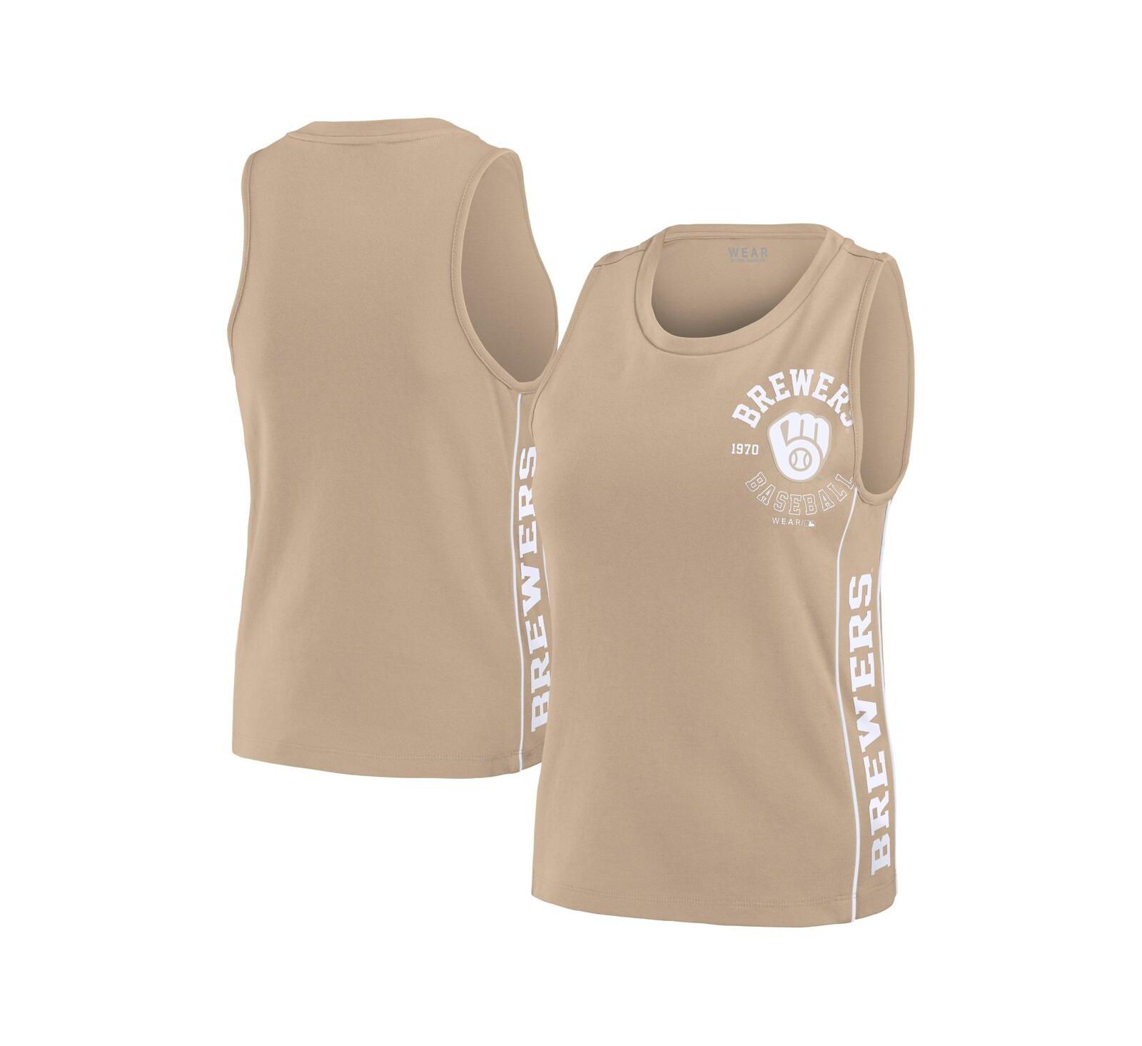 Женский топ WEAR by Erin Andrews Tan Milwaukee Brewers Tonal Tank
