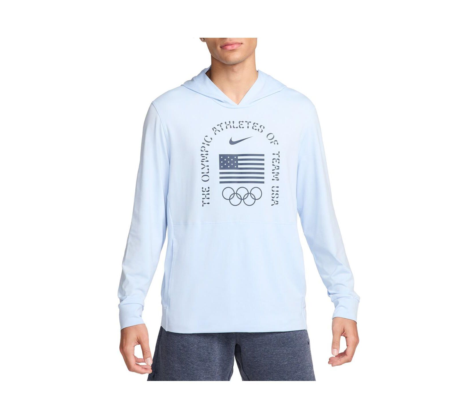Мужское худи Nike Light Blue Team USA Restore Yoga Long Sleeve T-Shirt