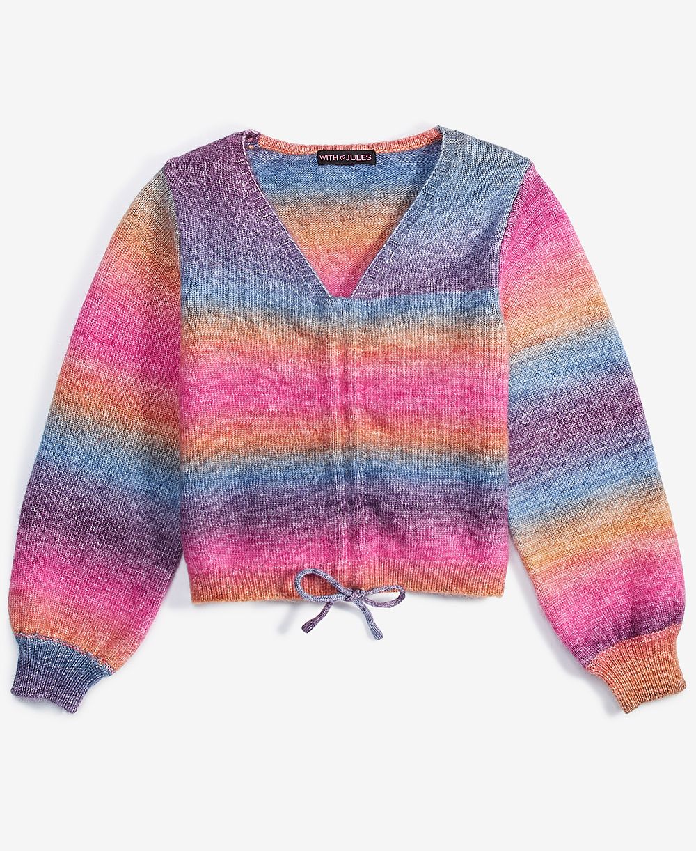 With Jules Girls' 7-16 Drawstring Rainbow Sweater