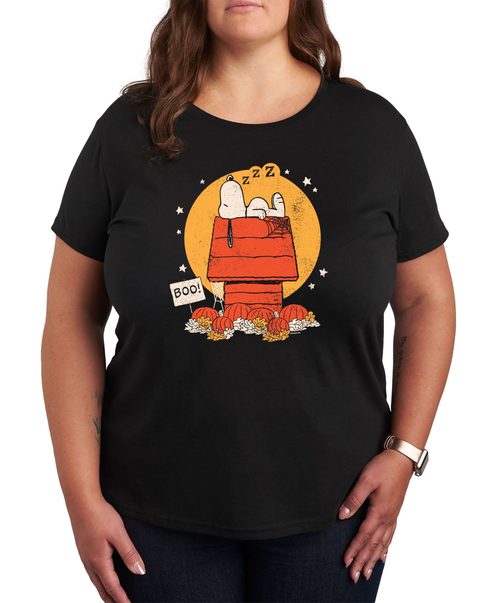 Футболка Hybrid Apparel Trendy Peanuts Snoopy Sleeping Plus Size Graphic